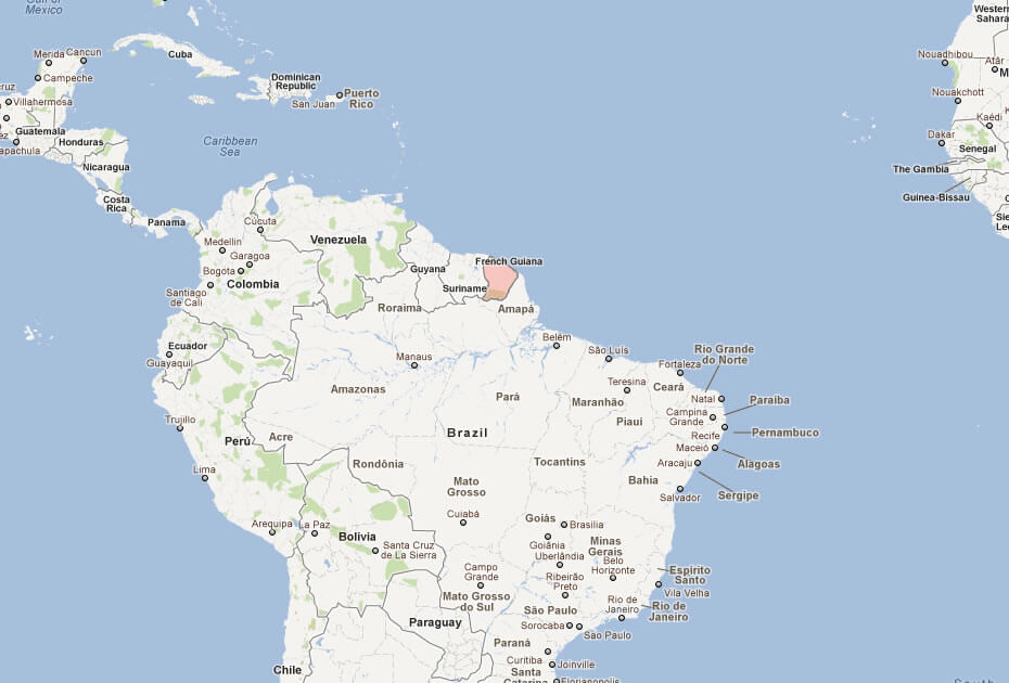 Map of French Guiana South America